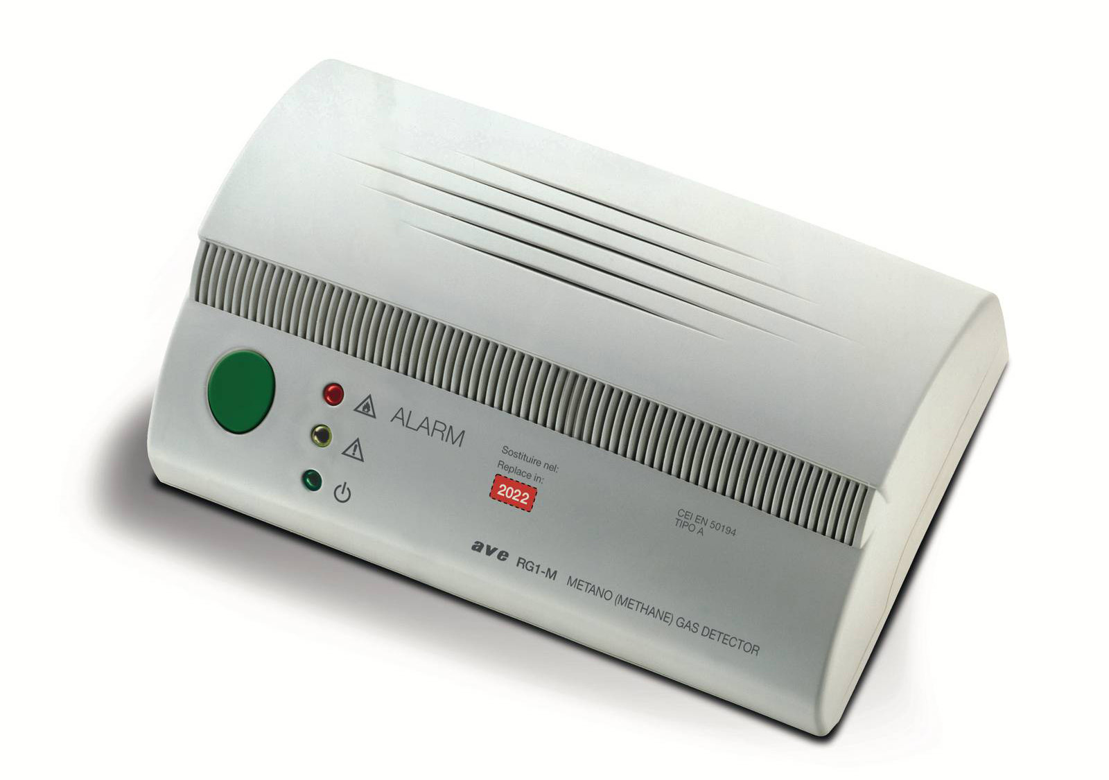 Il rilevatore di gas metano
da parete RG1-M di AVE, alimentato a corrente elettrica, segnala il pericolo in modo ottico e acustico e ha una funzione di auto-diagnosi
attivabile da pulsante frontale. Disponibile
anche in versione per GPL, costa 146,84 euro. www.ave.it Il rilevatore di gas metano
da parete RG1-M di AVE, alimentato a corrente elettrica, segnala il pericolo in modo ottico e acustico e ha una funzione di auto-diagnosi
attivabile da pulsante frontale. Disponibile
anche in versione per GPL, costa 146,84 euro. www.ave.it
