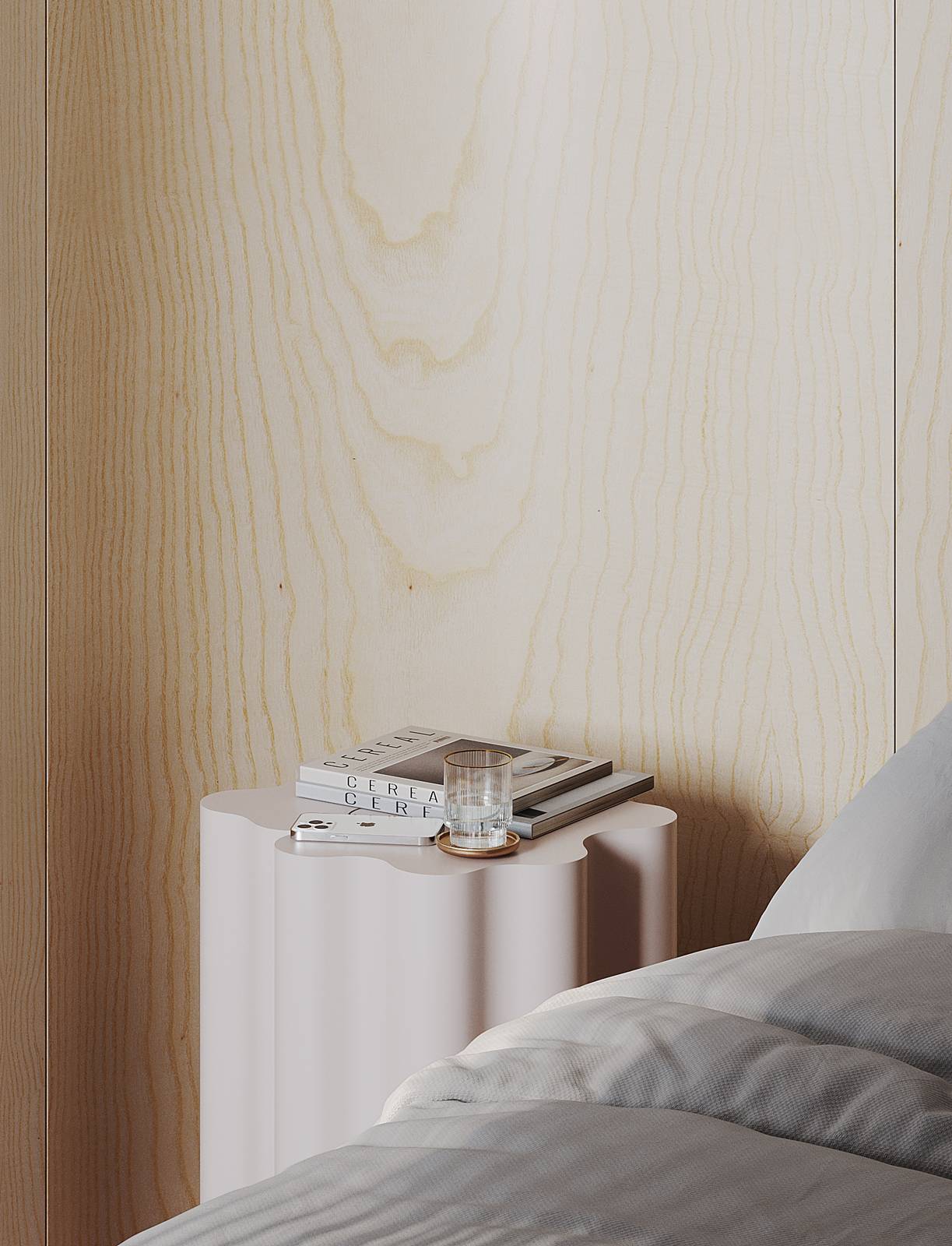 comodino-tavolino visibile dalla zona giorno del monolocale trasformato in B&B, progetto Archventil, foto Alessandro Santi