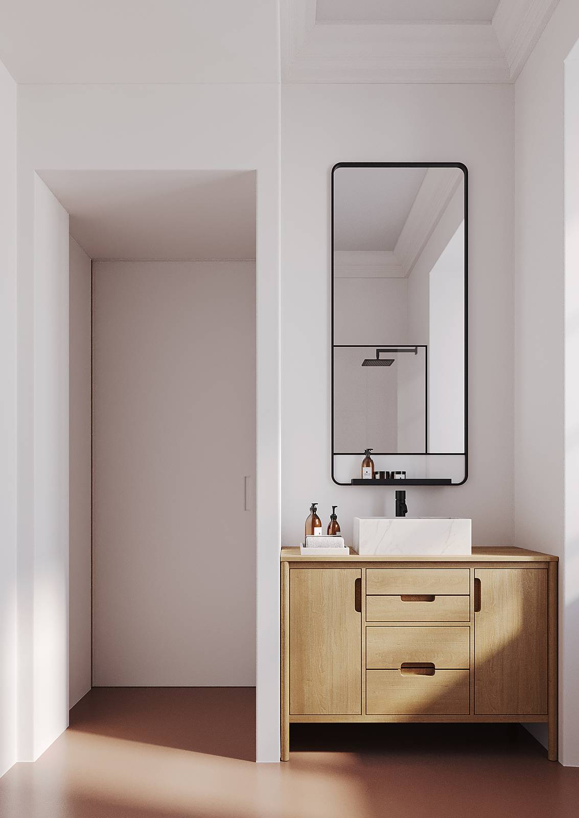 mobile bagno monolocale trasformato in B&B, progetto Archventil, foto Alessandro Santi