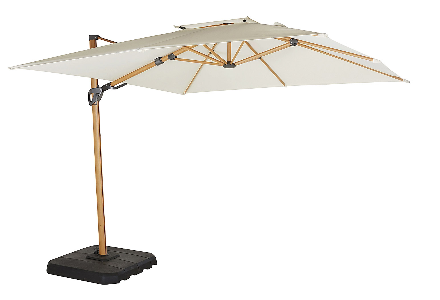 L’ombrellone Shadow di Maisons
du Monde ha struttura in alluminio effetto legno.
È regolabile in altezza, si inclina di lato con una maniglia, e ruota con un pedale.
Il tessuto è in poliestere, impermeabile
e resistente ai raggi Uv. Misura L 340 x
P 290 x H 287 cm. Costa 449 euro. www.maisonsdumonde.com L’ombrellone Shadow di Maisons
du Monde ha struttura in alluminio effetto legno.
È regolabile in altezza, si inclina di lato con una maniglia, e ruota con un pedale.
Il tessuto è in poliestere, impermeabile
e resistente ai raggi Uv. Misura L 340 x
P 290 x H 287 cm. Costa 449 euro. www.maisonsdumonde.com