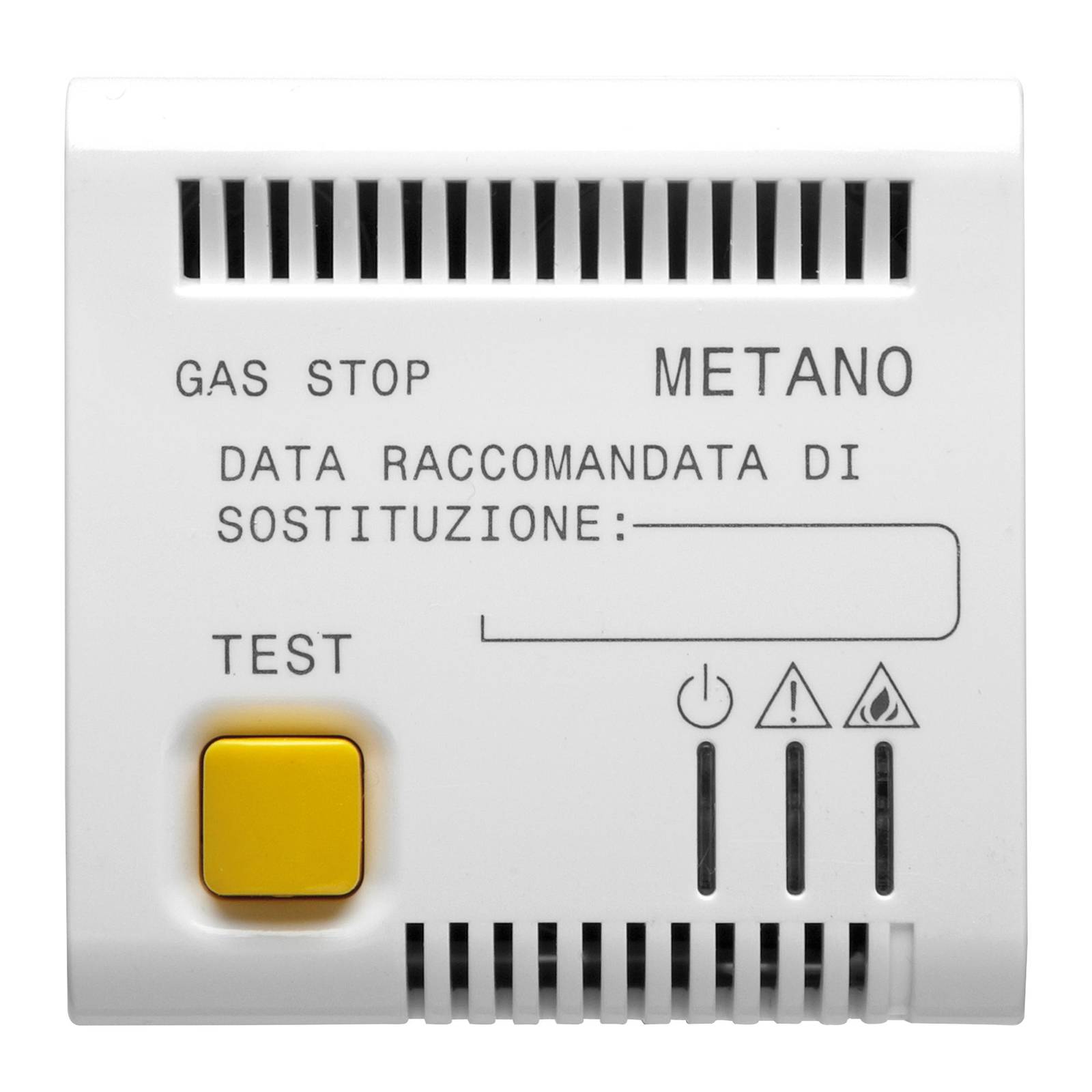 Rilevatore gas metano GW15712, serie civile CHORUSMART di Gewiss. Colore bianco satinato, 12V ac/d, con uscita a relè per il comando automatico dell’elettrovalvola di intercettazione gas a riarmo manuale GW30522. Intensità sonora: 85 db a 1m. www.gewiss.it