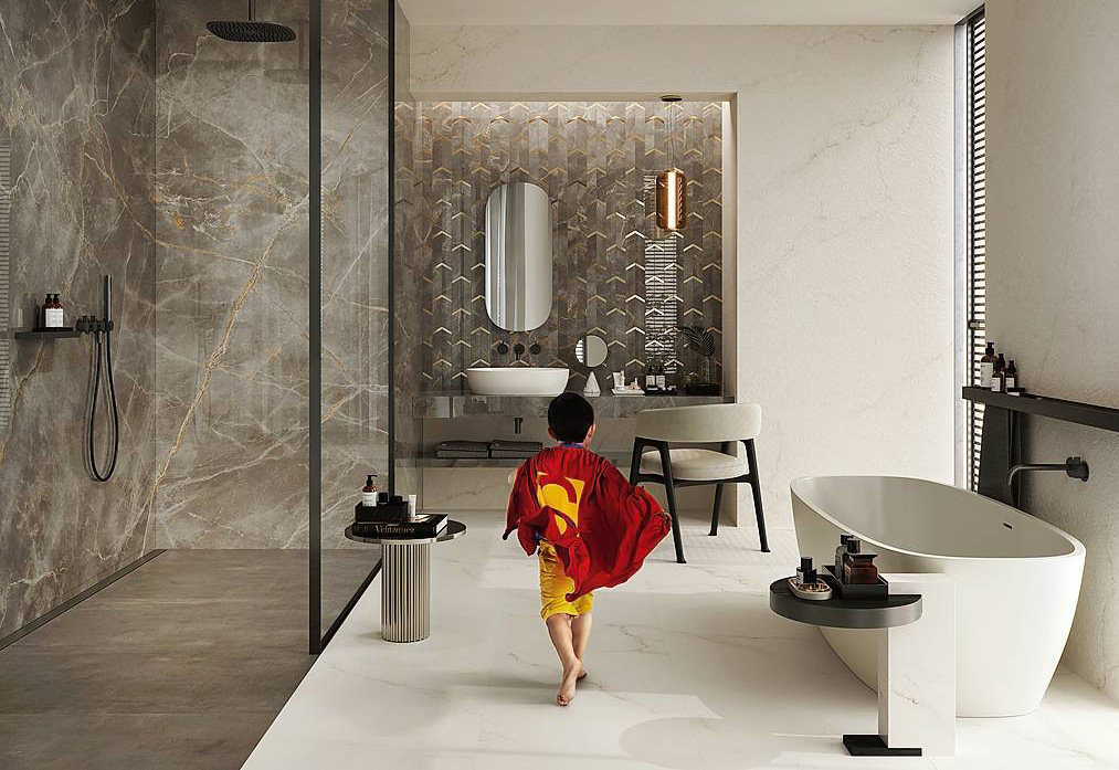 La tecnologia Sensitech di Atlas Concorde, applicata al gres porcellanato, potenzia l'attrito sulle superfici, rendendole più ruvide e classificandole, in applicazione interna, con coefficiente antiscivolo R10 B. In foto, collezione Marvel X Calacatta Apuano Matt Sensitech 60x120 cm. Al mq costa a partire da 71 euro. www.atlasconcorde.com La tecnologia Sensitech di Atlas Concorde, applicata al gres porcellanato, potenzia l'attrito sulle superfici, rendendole più ruvide e classificandole, in applicazione interna, con coefficiente antiscivolo R10 B. In foto, collezione Marvel X Calacatta Apuano Matt Sensitech 60x120 cm. Al mq costa a partire da 71 euro. www.atlasconcorde.com