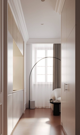 vista laterale cucina inserita a filo in nicchia in monolocale trasformato in B&B, progetto Archventil, foto Alessandro Santi