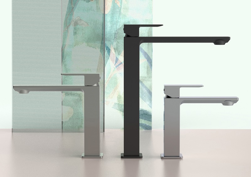 Rinnovamento per la linea di rubinetti per bagno e cucina Elle di Paffoni, che mantiene l'eleganza e la semplicità ma con un nuovo aspetto più aggressivo e di tendenza. La linea squadrata viene resa più dinamica, creando una perfetta sintesi di funzionalità e ricercatezza, rendendo il rubinetto protagonista. La versione per lavabo è disponibile in 3 altezze differenti: Standard, Medio e Prolungato. Oltre che nella classica finitura cromata, la serie è nelle moderne finiture Nero opaco e Steel Looking. Paffoni