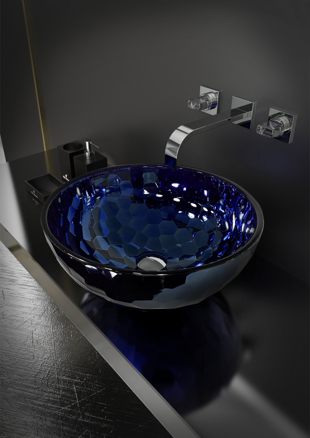 Lavabo Allure Round Blue collezione Tonino Lamborghini di Glass Design Lavabo Allure Round Blue collezione Tonino Lamborghini di Glass Design