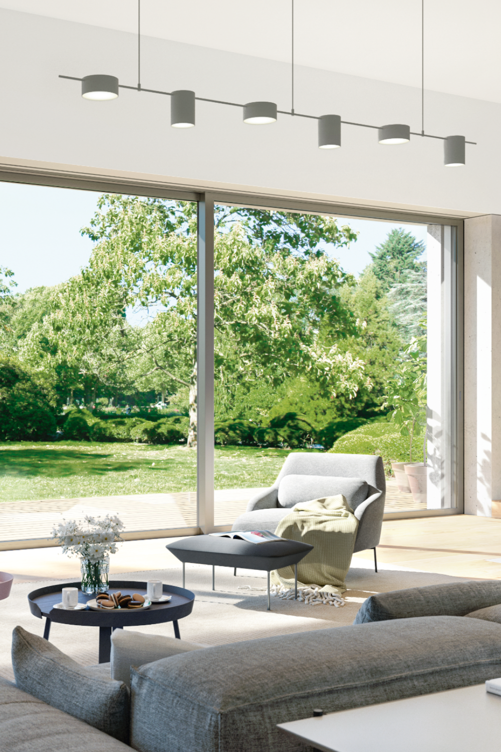 Sistema alzante scorrevole in alluminio Schüco ASE 80.HI con sistema Schüco TipTronic SimplySmart per l’apertura automatizzata.