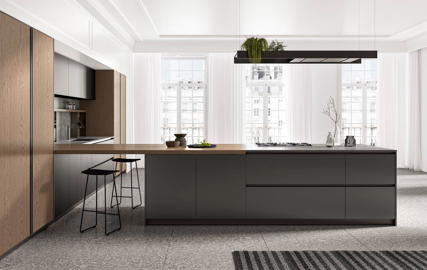 Ha le ante laccate, disponibili in 75 varianti di colore, lucide e opache, la cucina Time di Arredo3 che può essere facilmente pulita con panni morbidi inumiditi con acqua tiepida e sapone neutro; sono da evitare assolutamente l'uso di prodotti contenenti acetone, cloro, trielina o ammoniaca. Le ante in laccato metallizzato ossidato sono dotate di aperture a gola che facilitano ulteriormente le operazioni di pulizia. Il piano dell'isola, raccordata tramite l'elemento snack in rovere safari alla composizione lineare, è realizzato in Dekton Soke, un materiale resistente a graffi, macchie e alte temperature. Prezzo su richiesta. www.arredo3.it Ha le ante laccate, disponibili in 75 varianti di colore, lucide e opache, la cucina Time di Arredo3 che può essere facilmente pulita con panni morbidi inumiditi con acqua tiepida e sapone neutro; sono da evitare assolutamente l'uso di prodotti contenenti acetone, cloro, trielina o ammoniaca. Le ante in laccato metallizzato ossidato sono dotate di aperture a gola che facilitano ulteriormente le operazioni di pulizia. Il piano dell'isola, raccordata tramite l'elemento snack in rovere safari alla composizione lineare, è realizzato in Dekton Soke, un materiale resistente a graffi, macchie e alte temperature. Prezzo su richiesta. www.arredo3.it