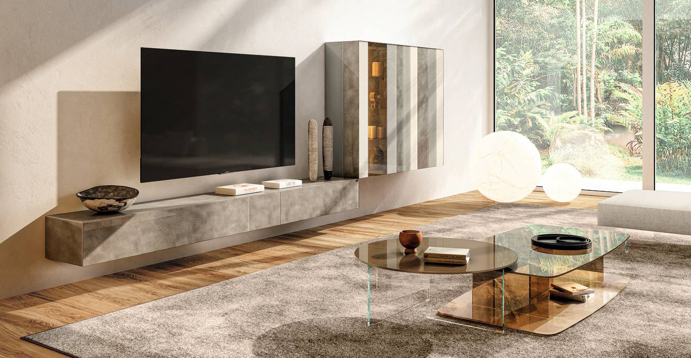 La parete attrezzata N.O.W. Wall Unit 2163 di Lago è composta da un lungo mobile Tv sospeso con la struttura e i frontali in XGlass lucido Titanio. I moduli laterali hanno le ante in Vetro Tortora e cocco lucido, XGlass Titanio lucido e i frontali in vetro fumé bronzo. Misura L 457,4 x P 40,6 x H 178 cm. Prezzo su richiesta. www.lago.it La parete attrezzata N.O.W. Wall Unit 2163 di Lago è composta da un lungo mobile Tv sospeso con la struttura e i frontali in XGlass lucido Titanio. I moduli laterali hanno le ante in Vetro Tortora e cocco lucido, XGlass Titanio lucido e i frontali in vetro fumé bronzo. Misura L 457,4 x P 40,6 x H 178 cm. Prezzo su richiesta. www.lago.it