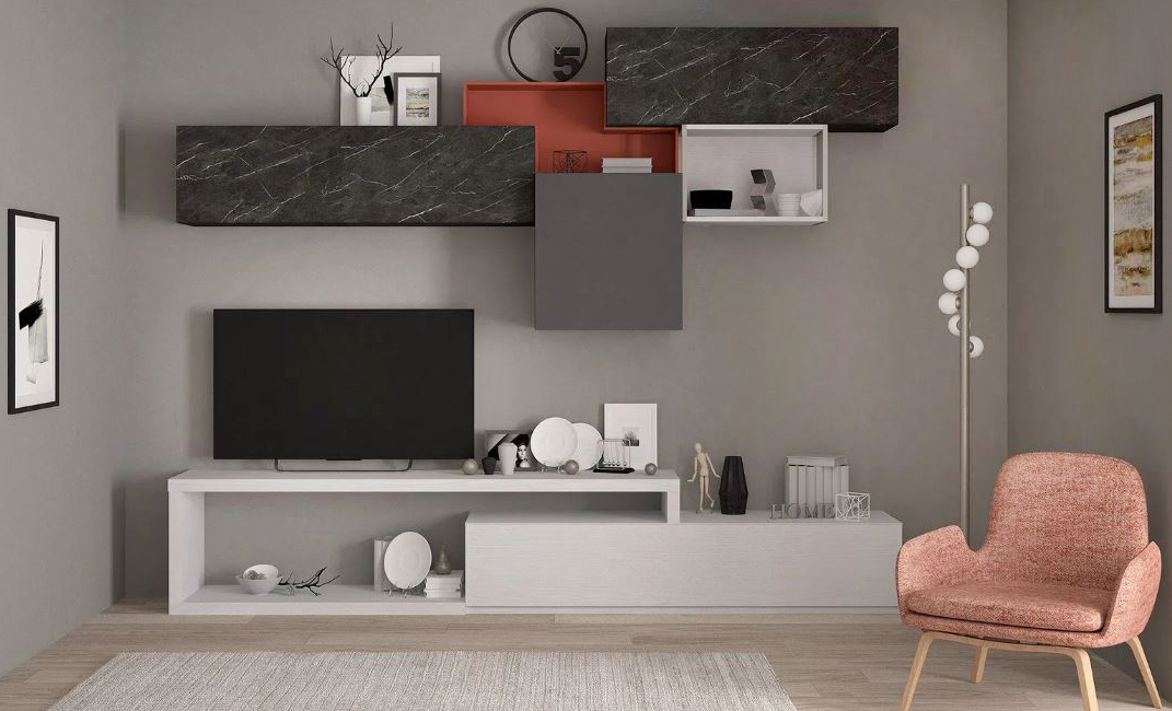 Colorata la parete New York in vendita da Conforama: gli elementi che la compongono sono realizzati in melaminico e laccato nelle finiture nuvola frassino, marquinia, piombo opaco e brick opaco. I pensili sospesi, che danno vita ad un raffinato contrasto, ricordano un quadro moderno. Misura L 297,2 x P 42 x H 200 cm. Prezzo 1.879 euro; prezzo con Confocard 1.597,15 euro. www.conforama.it Colorata la parete New York in vendita da Conforama: gli elementi che la compongono sono realizzati in melaminico e laccato nelle finiture nuvola frassino, marquinia, piombo opaco e brick opaco. I pensili sospesi, che danno vita ad un raffinato contrasto, ricordano un quadro moderno. Misura L 297,2 x P 42 x H 200 cm. Prezzo 1.879 euro; prezzo con Confocard 1.597,15 euro. www.conforama.it