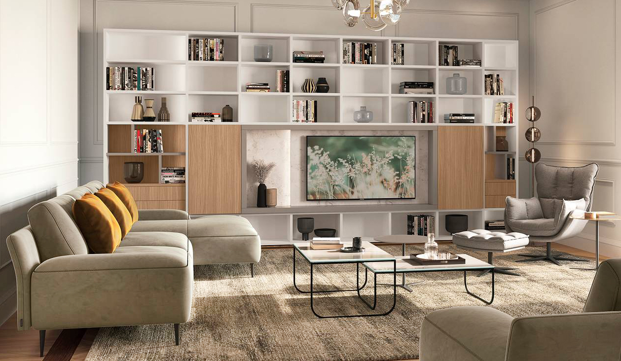 La libreria modulare Trenta di Febal Casa “veste” la parete ed è l'elemento intorno a cui ruota la zona giorno grazie alle sue infinite possibilità progettuali e alle diverse finiture disponibili. È dotata di una serie di moduli chiusi da ante in nobilitato Rovere che si alternano ai vani a giorno bianchi; inoltre può contenere anche lo schermo Tv. Un modulo base misura L 30 x P 34,8 x H 35,9 cm. Prezzo da rivenditore. www.febalcasa.com La libreria modulare Trenta di Febal Casa “veste” la parete ed è l'elemento intorno a cui ruota la zona giorno grazie alle sue infinite possibilità progettuali e alle diverse finiture disponibili. È dotata di una serie di moduli chiusi da ante in nobilitato Rovere che si alternano ai vani a giorno bianchi; inoltre può contenere anche lo schermo Tv. Un modulo base misura L 30 x P 34,8 x H 35,9 cm. Prezzo da rivenditore. www.febalcasa.com
