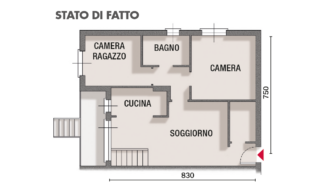 stato di fatto spostamento cucina