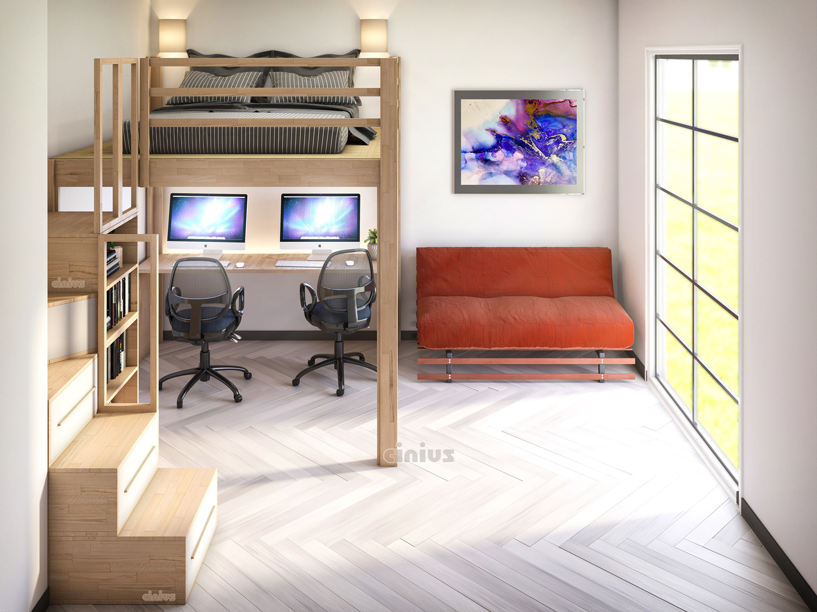 Letto a soppalco Yen-E Letto a soppalco Yen-E