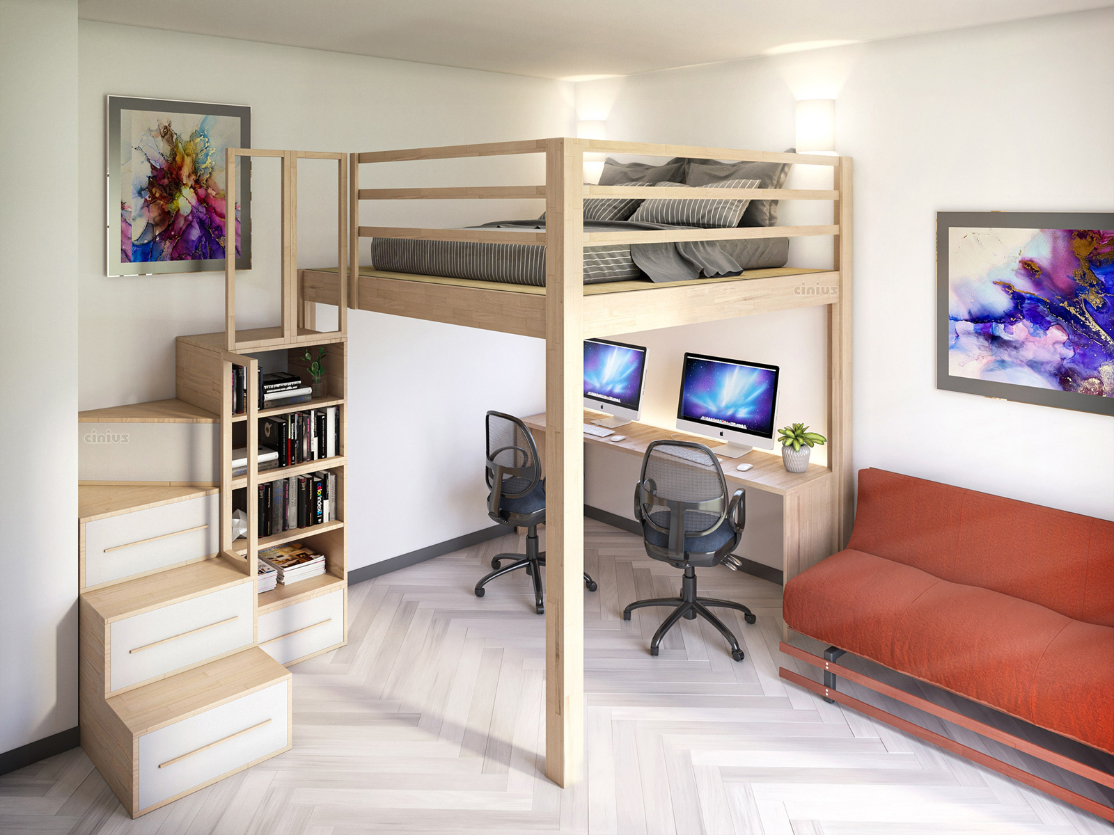 Letto a soppalco Yen-E Letto a soppalco Yen-E