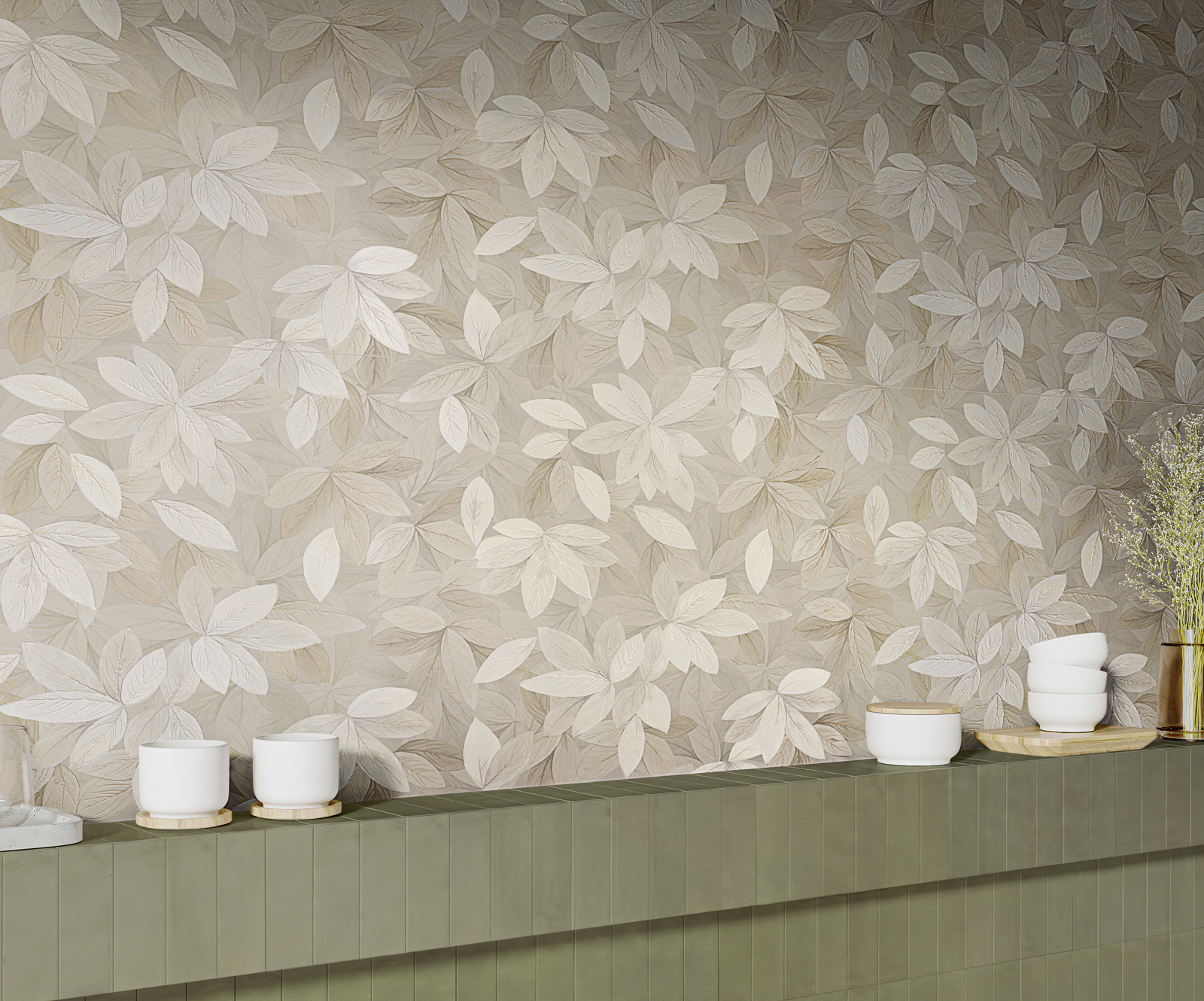 Wall White Deco Decoro Fanfara 60x180
Furnishings Crogiolo Confetto Salvia 5x15