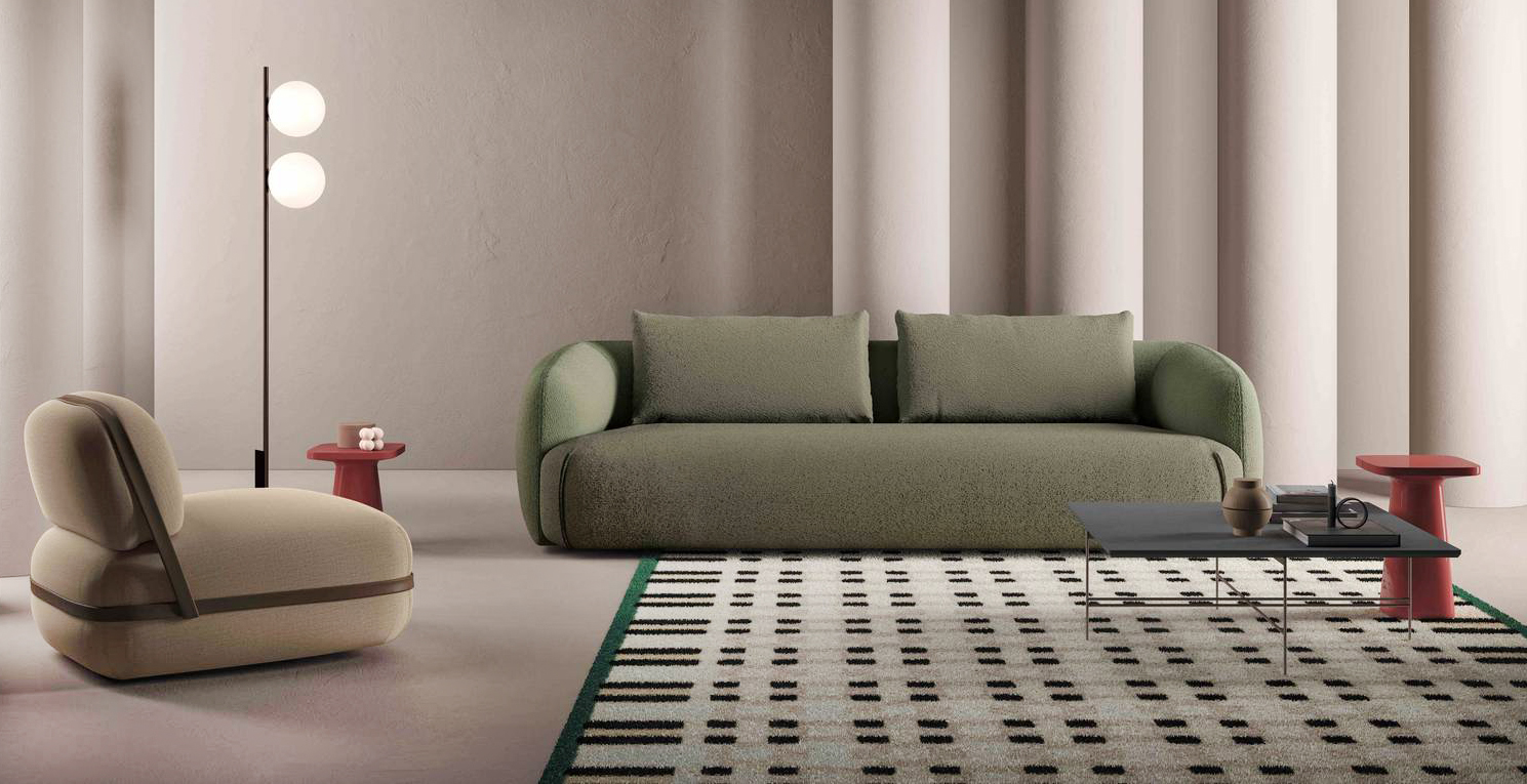 Tonalità pastello per il divano Aland di Marac che ha una linea sinuosa che, insieme alla seduta profonda, ne aumenta il comfort: è rivestito in tessuto verde non sfoderabile. Misura L 265 x P 105 x H 74 cm. Prezzo 5.698 euro + IVA. La poltrona Bumper in tessuto beige è caratterizzata da cinghie decorative in pelle che “trattengono” i due elementi riccamente imbottiti. Misura L 85 x P 90 x H 72 cm. Prezzo 2.190 euro + IVA. www.marac.it Tonalità pastello per il divano Aland di Marac che ha una linea sinuosa che, insieme alla seduta profonda, ne aumenta il comfort: è rivestito in tessuto verde non sfoderabile. Misura L 265 x P 105 x H 74 cm. Prezzo 5.698 euro + IVA. La poltrona Bumper in tessuto beige è caratterizzata da cinghie decorative in pelle che “trattengono” i due elementi riccamente imbottiti. Misura L 85 x P 90 x H 72 cm. Prezzo 2.190 euro + IVA. www.marac.it