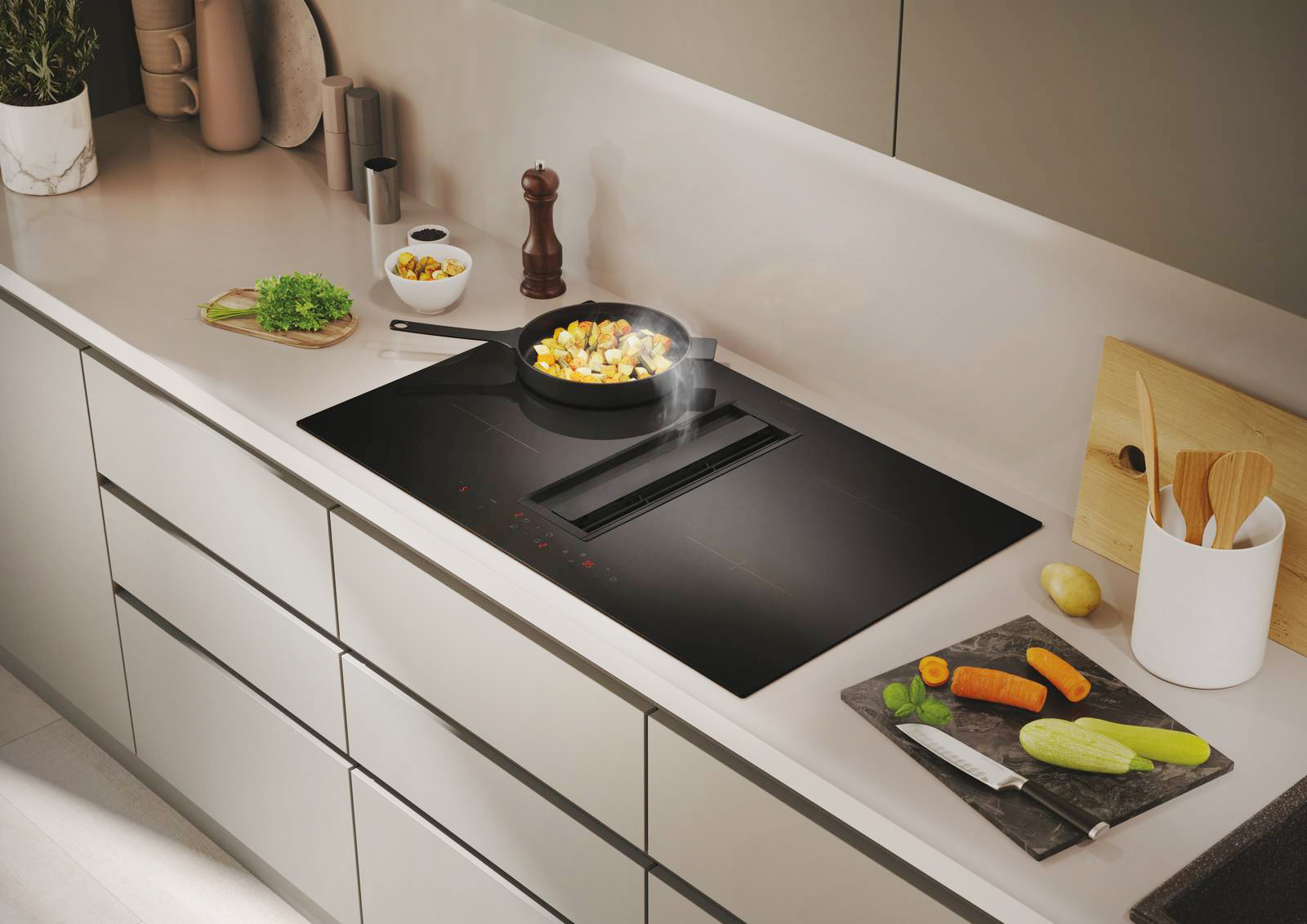 Candy Cook Induction Hood è il piano cottura a induzione con cappa integrata disponibile in versione aspirante o filtrante con filtro al carbone e in due diverse dimensioni (60 cm o 80 cm). Facilissimo da usare, ha tutte le zone di cottura controllabili direttamente dal Central Control presente sul piano. Con la funzione Keep Warm è possibile mantenere caldi i cibi fino al momento di servire. Prezzo da rivenditore. www.candy.it Candy Cook Induction Hood è il piano cottura a induzione con cappa integrata disponibile in versione aspirante o filtrante con filtro al carbone e in due diverse dimensioni (60 cm o 80 cm). Facilissimo da usare, ha tutte le zone di cottura controllabili direttamente dal Central Control presente sul piano. Con la funzione Keep Warm è possibile mantenere caldi i cibi fino al momento di servire. Prezzo da rivenditore. www.candy.it