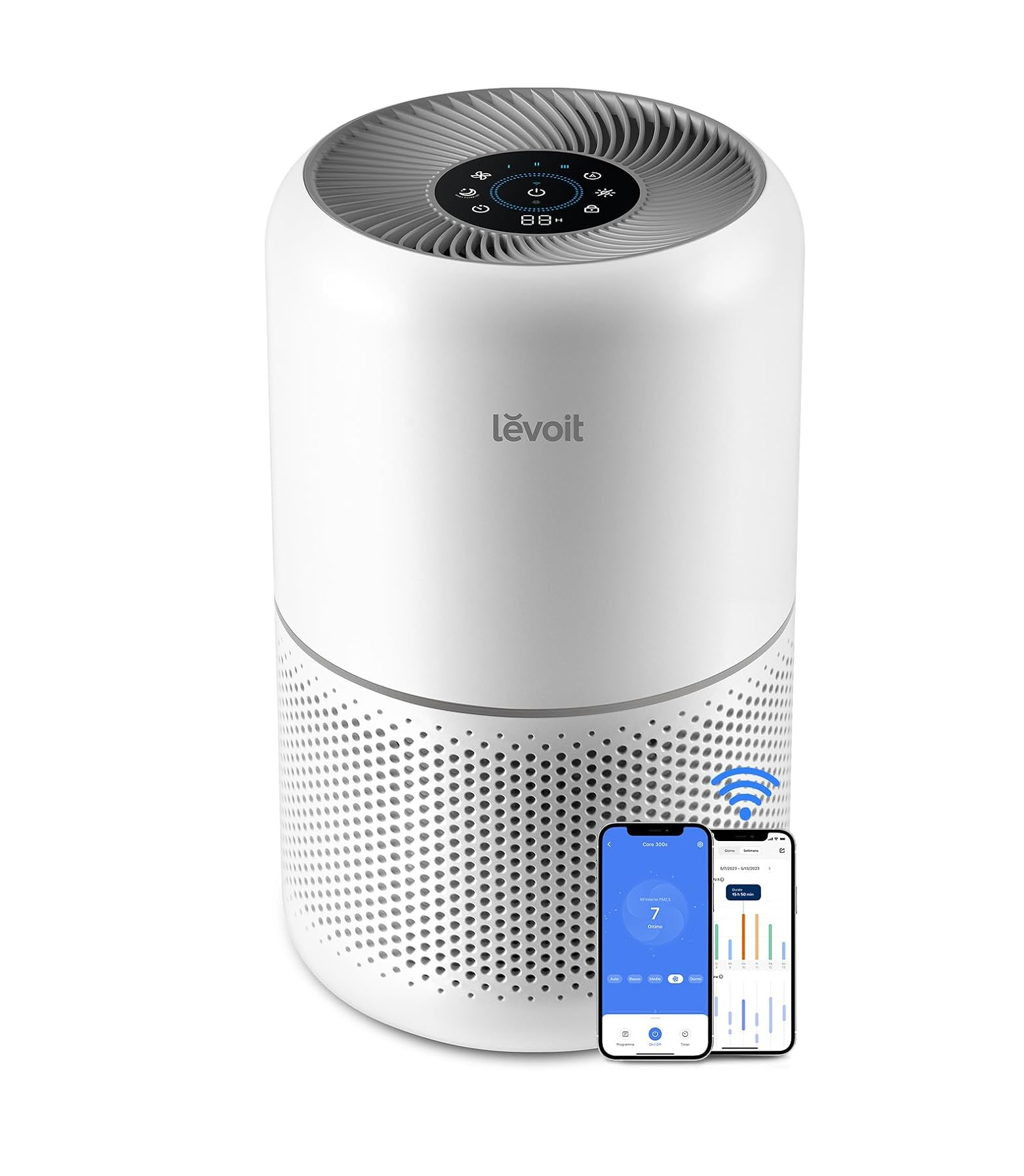 È semplice gestire Core 300S di Levoit perché è compatibile con la voce di Alexa e Google Assistant. In 15 minuti purifica l’aria di una stanza di 25 mq, è caratterizzato da VortexAir Tecnologia e diffonde l’aria a 360 °. La potenza è di 23 watt. Il sistema di filtri a 3 strati con HEPA ad alta efficienza, rimuove fino al 99,97% di polvere, polline, peli di animali, odori, spore di muffe e fumo fino a 0,3 micron dall'aria. Misura Ø 22 x H 36 cm. Prezzo 150 euro. www.levoitpurificatore.it È semplice gestire Core 300S di Levoit perché è compatibile con la voce di Alexa e Google Assistant. In 15 minuti purifica l’aria di una stanza di 25 mq, è caratterizzato da VortexAir Tecnologia e diffonde l’aria a 360 °. La potenza è di 23 watt. Il sistema di filtri a 3 strati con HEPA ad alta efficienza, rimuove fino al 99,97% di polvere, polline, peli di animali, odori, spore di muffe e fumo fino a 0,3 micron dall'aria. Misura Ø 22 x H 36 cm. Prezzo 150 euro. www.levoitpurificatore.it
