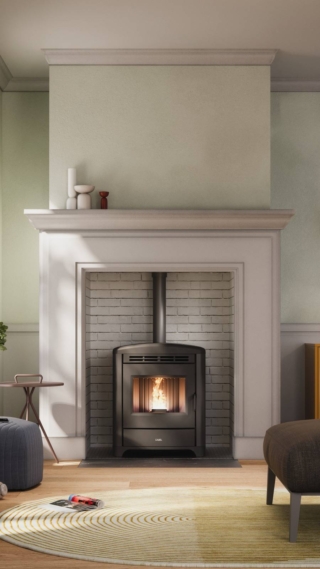 Progettata per ottimizzare gli spazi, soprattutto se installata in un focolare esistente, Magritte è la stufa a pellet di piccole dimesioni e dal grande potenziale. L'ampia porta in ghisa esalta la visione del fuoco; comoda anche la ventilazione frontale.