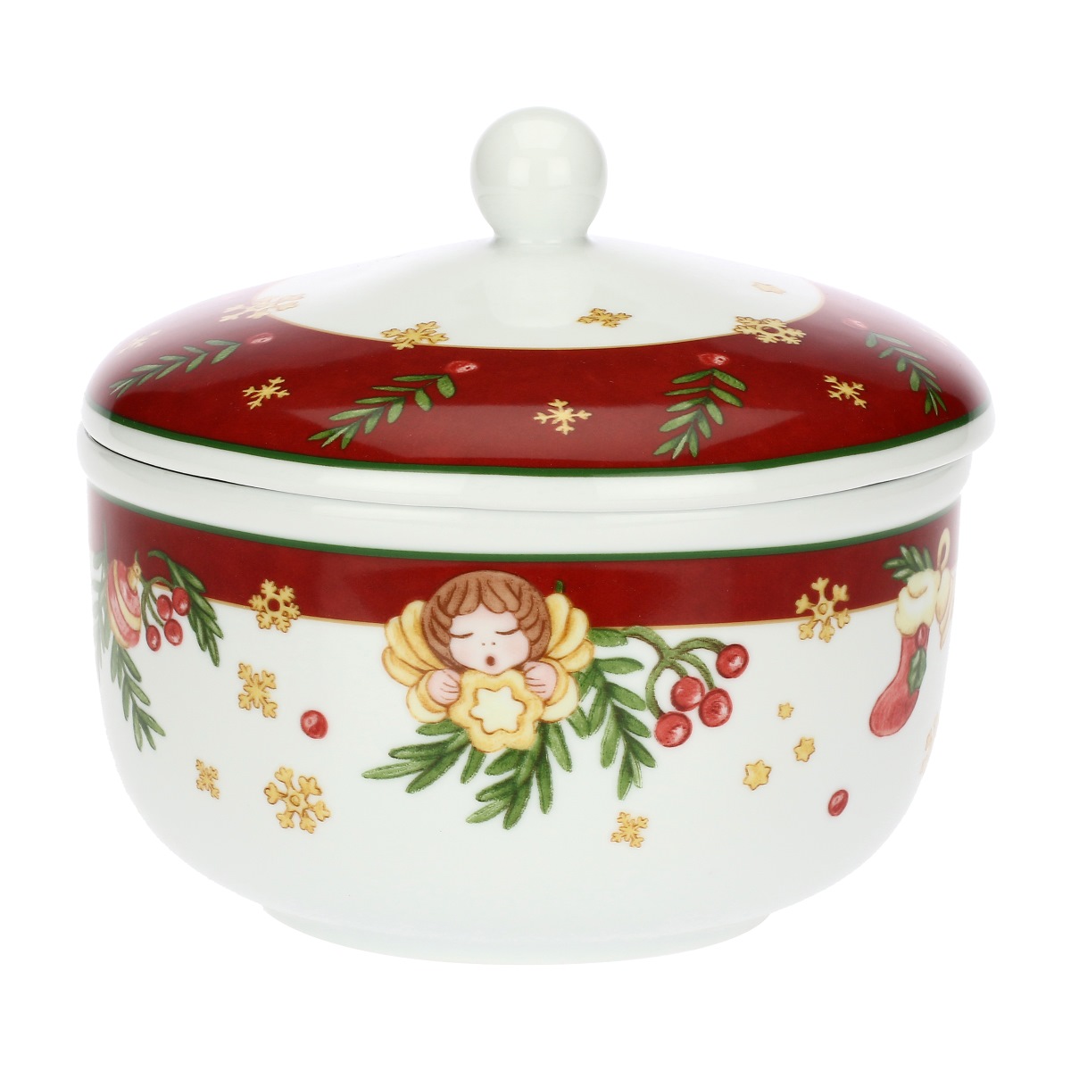 Biscottiera in porcellana Sorprese di Natale. Prezzo 44,90 euro. Biscottiera in porcellana Sorprese di Natale. Prezzo 44,90 euro.