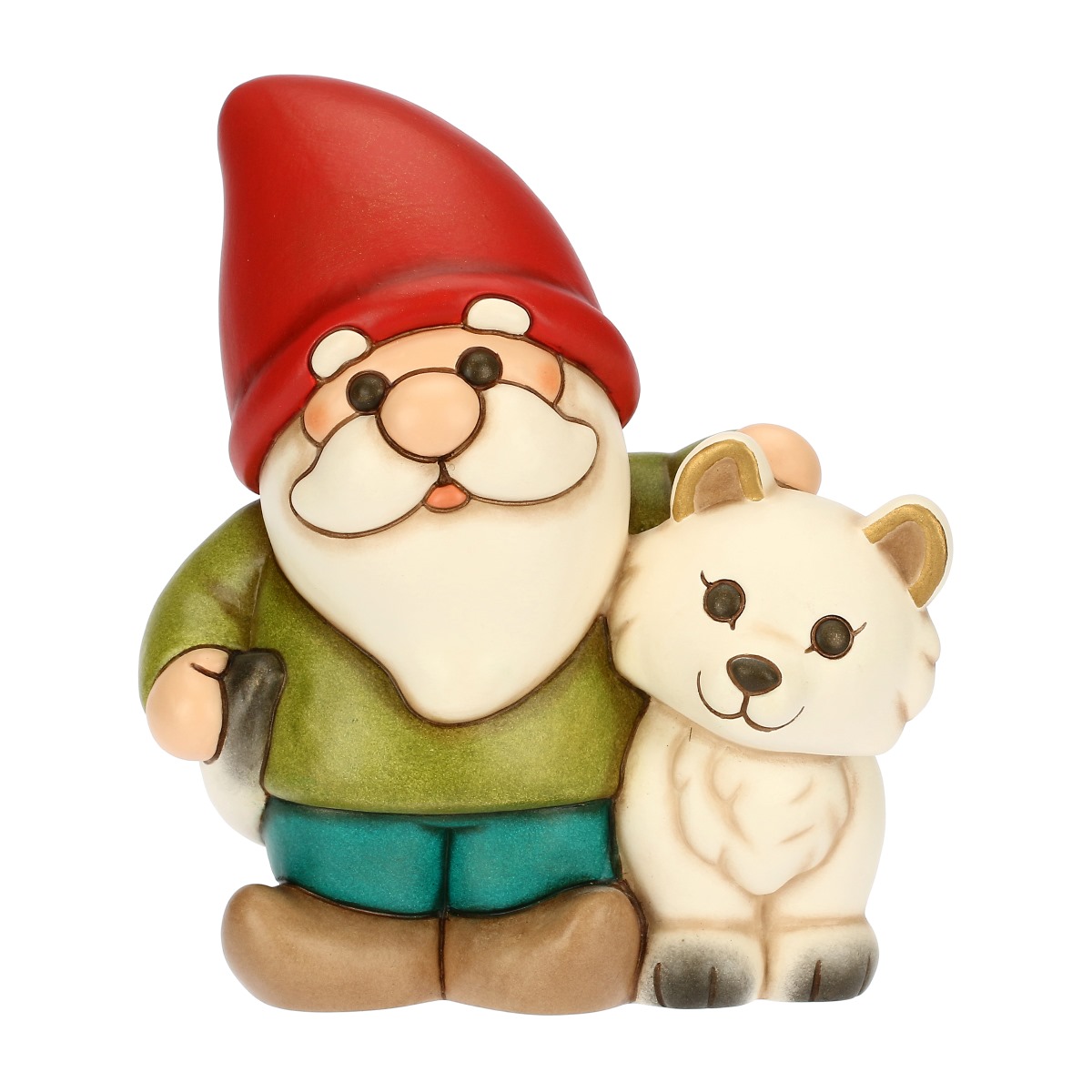 Gnomo Oliver con volpe bianca Perla in ceramica Inverno Incantato. Prezzo 74,90 euro. Gnomo Oliver con volpe bianca Perla in ceramica Inverno Incantato. Prezzo 74,90 euro.