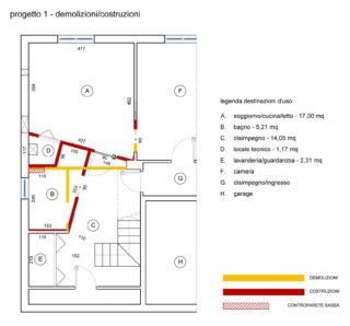 Pianta demolizioni costruzioni progetto 1 Pianta demolizioni costruzioni progetto 1