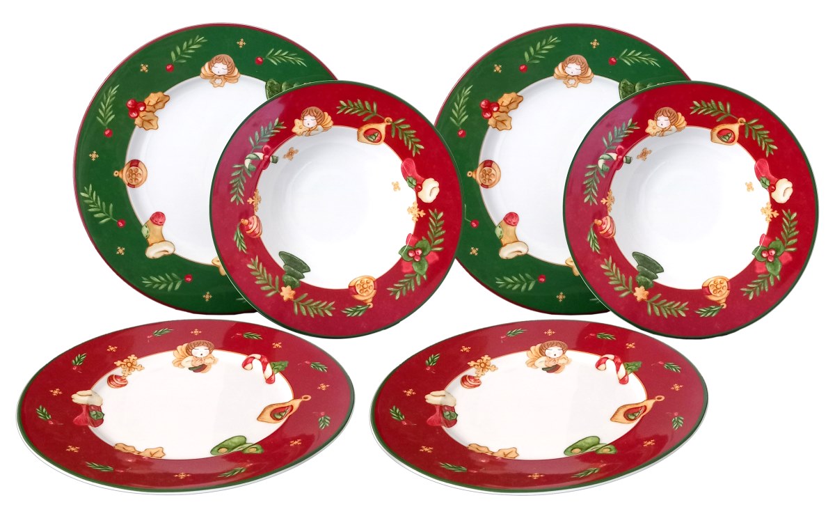 Set 6 piatti in porcellana Sorprese di Natale. Prezzo 49,90 euro. Set 6 piatti in porcellana Sorprese di Natale. Prezzo 49,90 euro.