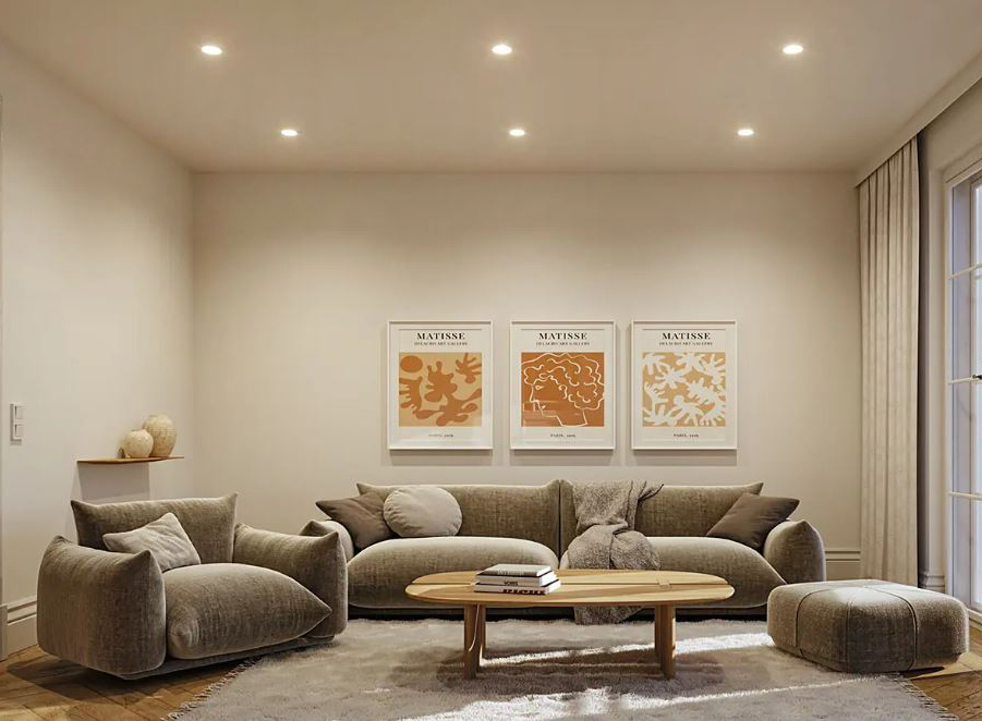 Sono distribuite sul soffitto del soggiorno moderno le lampade a incasso Cole Coin di Paulmann in vendita su Home24: sono realizzate in alluminio e materiale plastico. Misurano Ø 9 x H 9 cm Prezzo 139,99 euro (per il set da 3 pezzi). www.home24.it Sono distribuite sul soffitto del soggiorno moderno le lampade a incasso Cole Coin di Paulmann in vendita su Home24: sono realizzate in alluminio e materiale plastico. Misurano Ø 9 x H 9 cm Prezzo 139,99 euro (per il set da 3 pezzi). www.home24.it