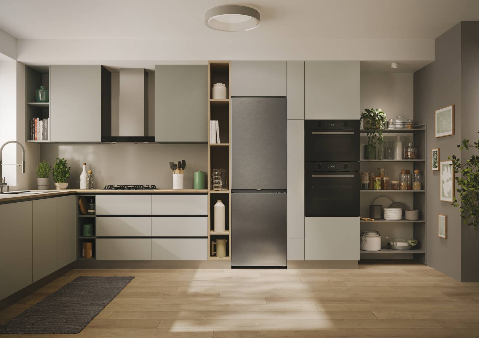 Grazie alla capacità di 355 litri in 60 cm di larghezza, il frigorifero combinato Fresco 300 CNCQ2T618EX di Candy offre lo spazio per riporre fino a 18 sacchetti della spesa. No Frost, ha luce Panorama Light, situata nella parete per avere una visibilità totale in ogni spazio e angolo. In classe E, è gestibile da App. Nell’Area Fresh 0°C è possibile regolare la temperatura del cassetto in base al cibo da conservare. Misura L 59,5 x P 67 x H 185 cm. Prezzo 449 euro. www.candy-home.com