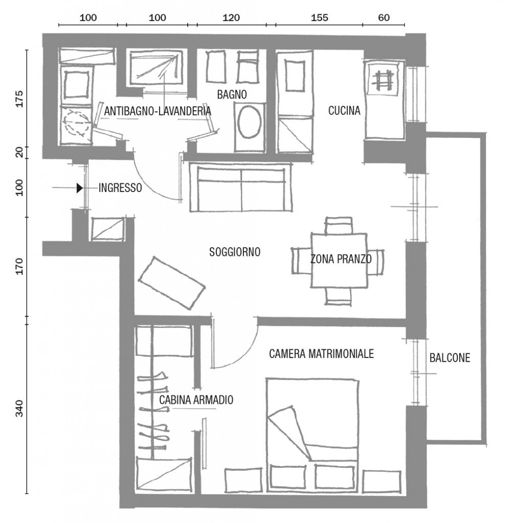 CUCINA PICCOLA SU DUE LATI FRONTEGGIANTI: questa disposizione consente di avere una zona di lavoro altamente funzionale, con elettrodomestici e superfici organizzati su due lati opposti e vicini. Per garantire un flusso efficiente, è importante mantenere una distanza adeguata tra le due pareti: 60-80 cm sono proprio il minimo, ma ciascuno può fare una scelta di fronte a a questa domanda: preferisco avere più mobili per metterci tutto quello che serve e essere meno comodo nei movimenti oppure invece preferisco avere più spazio libero rinunciando a moduli contenitore? Nel secondo caso si lasciano anche 120 cm, per agevolare i movimenti e l'apertura delle ante. Una parete può essere dedicata al lavaggio, alla cottura e piano di lavoro, mentre l'altra può ospitare moduli a colonna, oppure possono esserci basi su entrambi i lati. CUCINA PICCOLA SU DUE LATI FRONTEGGIANTI: questa disposizione consente di avere una zona di lavoro altamente funzionale, con elettrodomestici e superfici organizzati su due lati opposti e vicini. Per garantire un flusso efficiente, è importante mantenere una distanza adeguata tra le due pareti: 60-80 cm sono proprio il minimo, ma ciascuno può fare una scelta di fronte a a questa domanda: preferisco avere più mobili per metterci tutto quello che serve e essere meno comodo nei movimenti oppure invece preferisco avere più spazio libero rinunciando a moduli contenitore? Nel secondo caso si lasciano anche 120 cm, per agevolare i movimenti e l'apertura delle ante. Una parete può essere dedicata al lavaggio, alla cottura e piano di lavoro, mentre l'altra può ospitare moduli a colonna, oppure possono esserci basi su entrambi i lati.