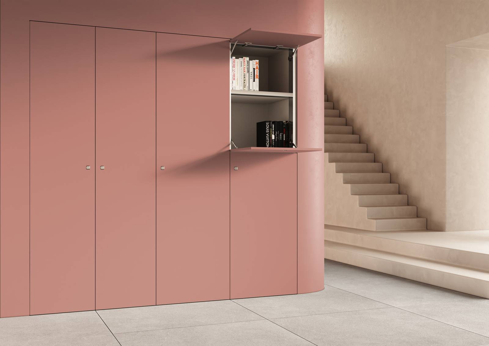 Sistema di chiusura per la nicchia FerreroLegno Skema, con finitura ULTRAopaco MalvaLight, con scomparti apribili. La composizione prevede tre ante a battente e un’anta ribalta/vasistas. Misure anta singola Skema battente: altezza da 30 a 260 cm e larghezza da 30 a 60 cm; anta singola Skema ribalta/vasistas: altezza da 30 a 60 cm e larghezza da 30 a 120 cm. www.ferrerolegno.com/it Sistema di chiusura per la nicchia FerreroLegno Skema, con finitura ULTRAopaco MalvaLight, con scomparti apribili. La composizione prevede tre ante a battente e un’anta ribalta/vasistas. Misure anta singola Skema battente: altezza da 30 a 260 cm e larghezza da 30 a 60 cm; anta singola Skema ribalta/vasistas: altezza da 30 a 60 cm e larghezza da 30 a 120 cm. www.ferrerolegno.com/it