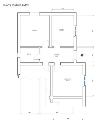 ampliare la cucina progetto A stato di fatto