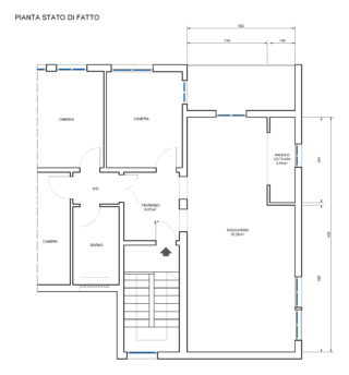 ampliare la cucina progetto C stato di fatto