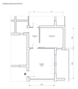 ampliare la cucina progetto D stato di fatto