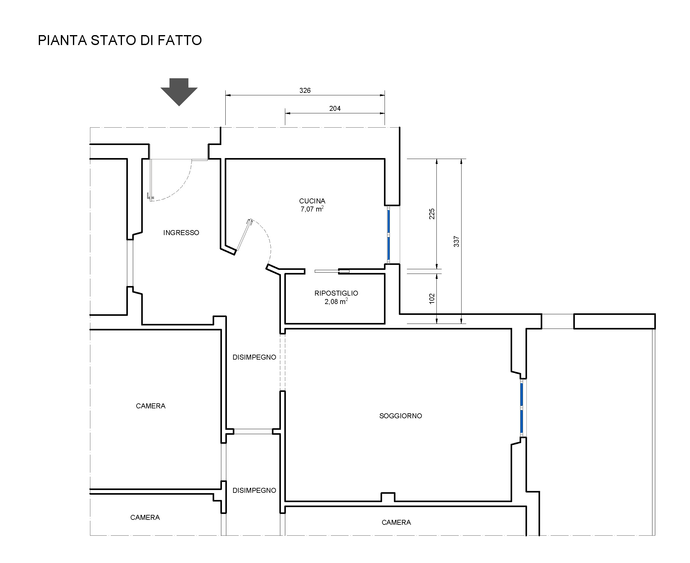 ampliare la cucina progetto E stato di fatto