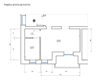 ampliare la cucina progetto F stato di fatto