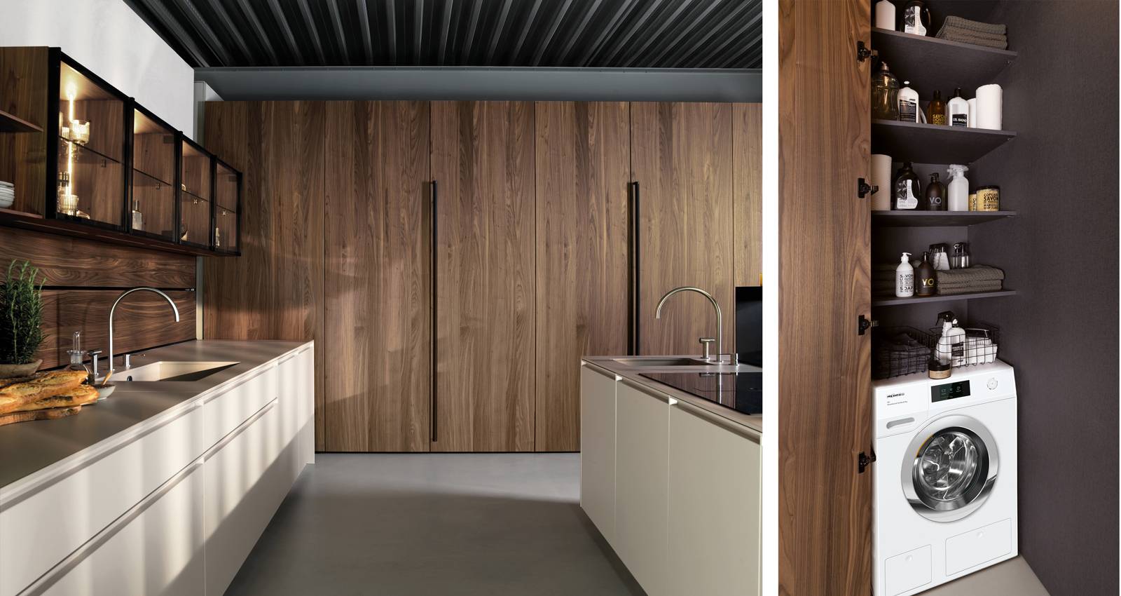 Corner Box di Euromobil è il sistema di cabine di Euromobil che consentono di aumentare lo spazio in cucina perché può nascondere gli elettrodomestici per le pulizie e la lavanderia. È disponibile con diverse configurazioni di apertura per una accessibilità totale agli spazi inetrni. La finitura in termostrutturato permette di inserirlo in cucine con stili diversi. Misura L 150 x P 67 x H 207, prezzo a a partire da 969 euro + IVA. www.euromobil.com