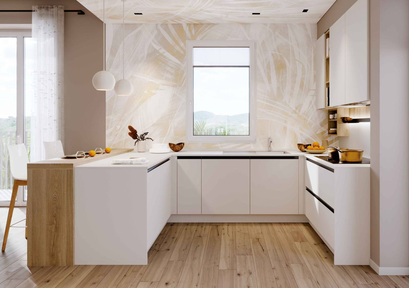 Una forma a golfo per la cucina Pratica 06 di La Casa Moderna che si sviluppa sotto una finestra: è composta da una penisola con bancone snack da un lato e da un blocco colonne in nobilitato dall'altro. Il top e il bancone snack sono in laminato. Misura L 192 x P 330 x H 195/210 cm. Prezzo a partire da 7.260 euro (compresa di kit elettrodomestici, cappa, lavello e miscelatore; esclusi frigo, luci e accessori). www.lacasamoderna.com Una forma a golfo per la cucina Pratica 06 di La Casa Moderna che si sviluppa sotto una finestra: è composta da una penisola con bancone snack da un lato e da un blocco colonne in nobilitato dall'altro. Il top e il bancone snack sono in laminato. Misura L 192 x P 330 x H 195/210 cm. Prezzo a partire da 7.260 euro (compresa di kit elettrodomestici, cappa, lavello e miscelatore; esclusi frigo, luci e accessori). www.lacasamoderna.com