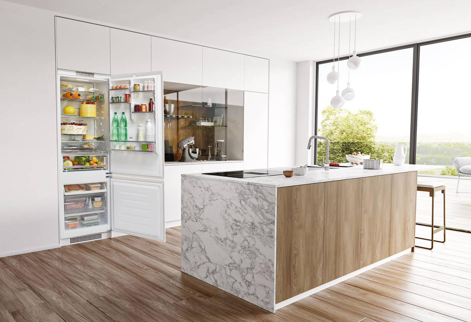 Il frigorifero da incasso Mythos Skyscraper di Franke è Total No-Frost ed è capiente 384 litri, per offrire circa il 45% di spazio in più rispetto a un frigorifero standard. Ha cassetto Fresh Zone, che mantiene i cibi freschi più a lungo e scomparto Cold Zone, che mantiene una temperatura costante di 0 °C per conservare pesce, carne e pollame. È inoltre dotato di luci LED a lunga durata, garantendo la massima funzionalità e risparmiando energia al tempo stesso. È in classe E e misura L 54 x P 54 x H 193,5 cm. www.franke.com Il frigorifero da incasso Mythos Skyscraper di Franke è Total No-Frost ed è capiente 384 litri, per offrire circa il 45% di spazio in più rispetto a un frigorifero standard. Ha cassetto Fresh Zone, che mantiene i cibi freschi più a lungo e scomparto Cold Zone, che mantiene una temperatura costante di 0 °C per conservare pesce, carne e pollame. È inoltre dotato di luci LED a lunga durata, garantendo la massima funzionalità e risparmiando energia al tempo stesso. È in classe E e misura L 54 x P 54 x H 193,5 cm. www.franke.com