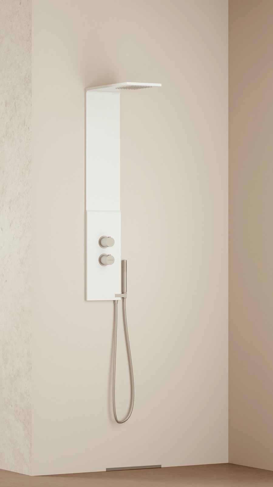 Il pannello doccia BD 33110 63 di Guglielmi in acciaio inox in finitura bianco opaco è dotato di miscelatore termostatico con fermo di sicurezza a 38°. Ha soffione con 196 ugelli e doccetta 1 getto con supporto fisso tutto in acciaio inox. Disponibile anche in finitura cromo, nichel spazzolato e nero opaco. Misura L 22,5 x H 123 cm. Prezzo su richiesta. http://www.guglielmi.com Il pannello doccia BD 33110 63 di Guglielmi in acciaio inox in finitura bianco opaco è dotato di miscelatore termostatico con fermo di sicurezza a 38°. Ha soffione con 196 ugelli e doccetta 1 getto con supporto fisso tutto in acciaio inox. Disponibile anche in finitura cromo, nichel spazzolato e nero opaco. Misura L 22,5 x H 123 cm. Prezzo su richiesta. http://www.guglielmi.com