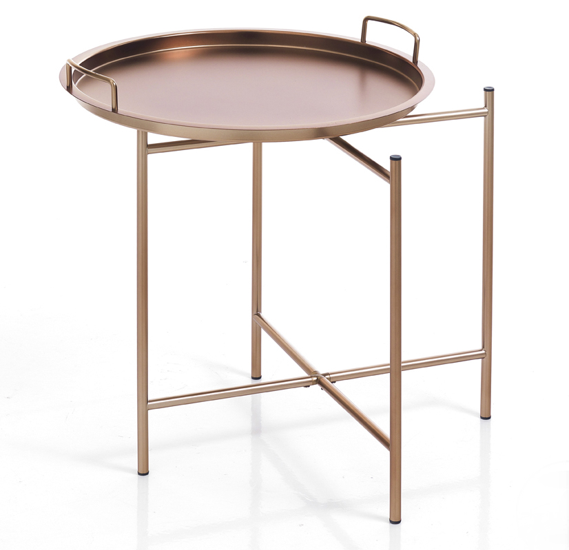 Una raffinata finitura rame opaco per il tavolino Vagna Copper di Tomasucci che è dotato di un comodo piano vassoio estraibile. La struttura e il piano vassoio sono interamente realizzati in resistente acciaio. Misura Ø 45 x H 45 cm. Prezzo 275 euro. www.tomasucci.com Una raffinata finitura rame opaco per il tavolino Vagna Copper di Tomasucci che è dotato di un comodo piano vassoio estraibile. La struttura e il piano vassoio sono interamente realizzati in resistente acciaio. Misura Ø 45 x H 45 cm. Prezzo 275 euro. www.tomasucci.com