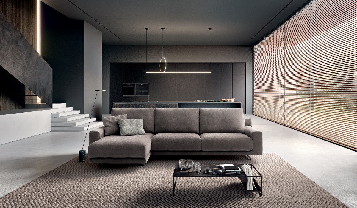 Il divano James di Doimo Salotti è progettato per unire stile e comfort; le sue morbide imbottiture sono in poliuretano espanso, sostenute da una struttura in legno e con un molleggio della seduta costituito da cinghie elastiche. Questo modello è disponibile sia in versione componibile che a divano finito. In caso di composizione, gli elementi sono forniti di agganci in metallo a scomparsa posizionati sotto la struttura. In foto composizione da 321 x 160 cm. Prezzo a partire da 4.277 euro Iva esclusa. www.doimosalotti.it Il divano James di Doimo Salotti è progettato per unire stile e comfort; le sue morbide imbottiture sono in poliuretano espanso, sostenute da una struttura in legno e con un molleggio della seduta costituito da cinghie elastiche. Questo modello è disponibile sia in versione componibile che a divano finito. In caso di composizione, gli elementi sono forniti di agganci in metallo a scomparsa posizionati sotto la struttura. In foto composizione da 321 x 160 cm. Prezzo a partire da 4.277 euro Iva esclusa. www.doimosalotti.it