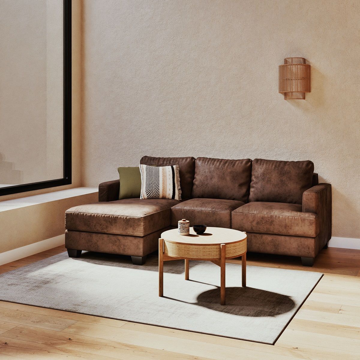 Philadelphie di Maison du Monde è un divano ad angolo sinistro in similpelle marrone dal rivestimento grezzo e autentico, adatto a soggiorni in stile industriale. Le sue linee semplici e generose invitano al relax e alla convivialita. Dimensioni 210 x 145 x 85 cm. Prezzo 399 euro. www.maisondumonde.com Philadelphie di Maison du Monde è un divano ad angolo sinistro in similpelle marrone dal rivestimento grezzo e autentico, adatto a soggiorni in stile industriale. Le sue linee semplici e generose invitano al relax e alla convivialita. Dimensioni 210 x 145 x 85 cm. Prezzo 399 euro. www.maisondumonde.com