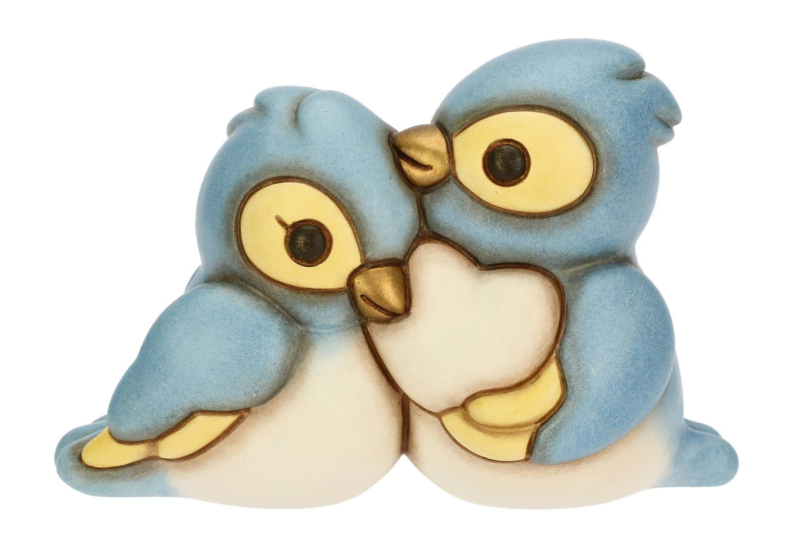 Coppia cinciarelle in ceramica con cuore, piccole; di un azzurro così delicato come il cuore che stringono a loro da personalizzare Coppia cinciarelle in ceramica con cuore, piccole; di un azzurro così delicato come il cuore che stringono a loro da personalizzare