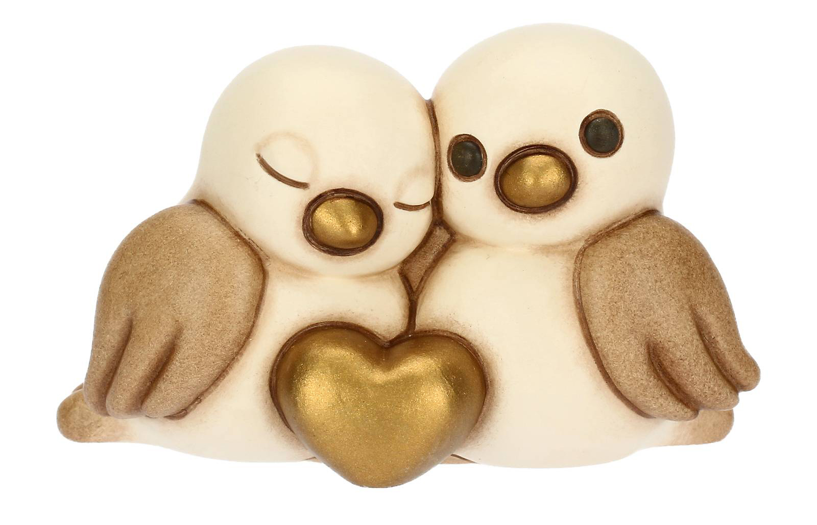 Coppia passerotti in ceramica con cuore, mini; così innamorati con il loro cuore d’oro Coppia passerotti in ceramica con cuore, mini; così innamorati con il loro cuore d’oro