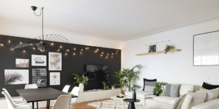 arredare con luce lampade di design living bianco e nero