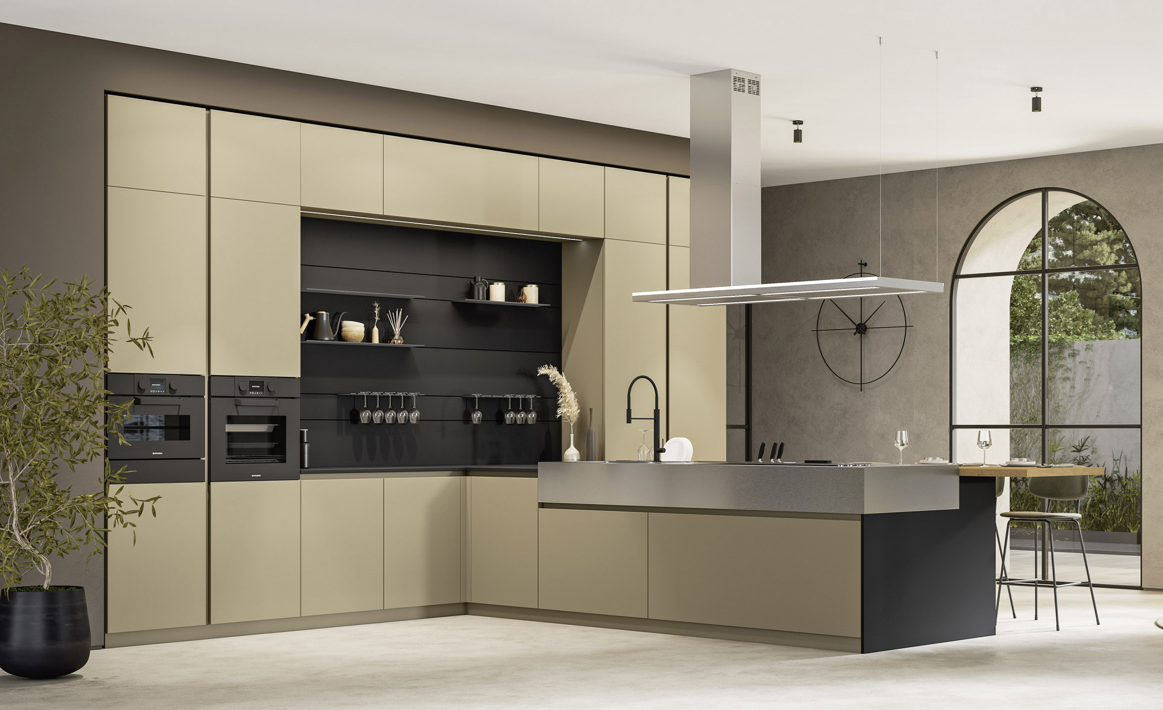 Il modello Loft 2.2 Line di Arrex Le Cucine è composto da una serie di basi e di pensili con le ante lisce in laccato opaco in una raffinata e luminosa colorazione; la penisola è dotata di un ampio piano multifunzione in acciaio e da un comodo piano snack. Un modulo base da 60 cm, prezzo a partire da 290 euro + IVA. www.arrex.it