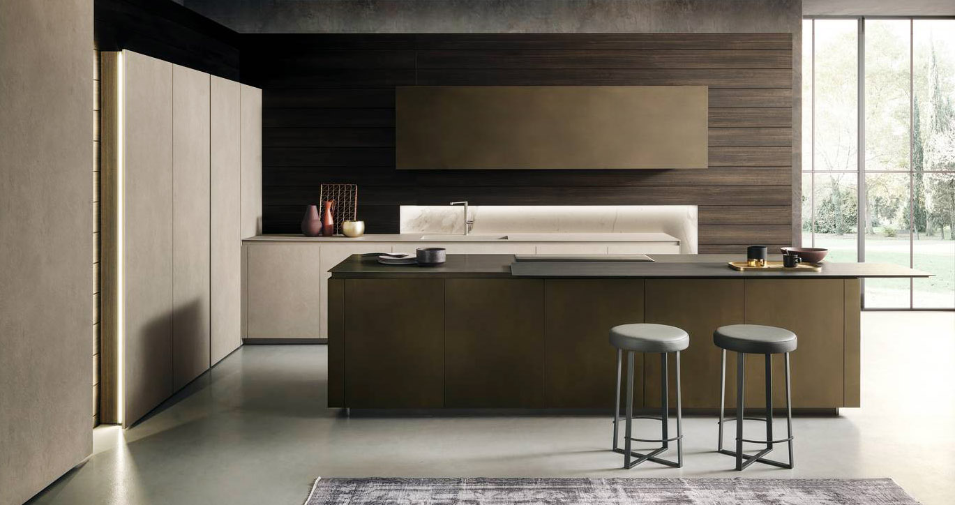 La cucina Skill di Modulnova si articola intorno all'isola centrale che ha le basi con le ante in melaminico, milltech argilla e milltech riace, coordinate con quelle delle colonne e dei pensili. La boiserie in milltech eucalipto completa la composizione; il piano di lavoro è in laminato argilla e riace. Prezzo su richiesta. www.modulnova.it La cucina Skill di Modulnova si articola intorno all'isola centrale che ha le basi con le ante in melaminico, milltech argilla e milltech riace, coordinate con quelle delle colonne e dei pensili. La boiserie in milltech eucalipto completa la composizione; il piano di lavoro è in laminato argilla e riace. Prezzo su richiesta. www.modulnova.it