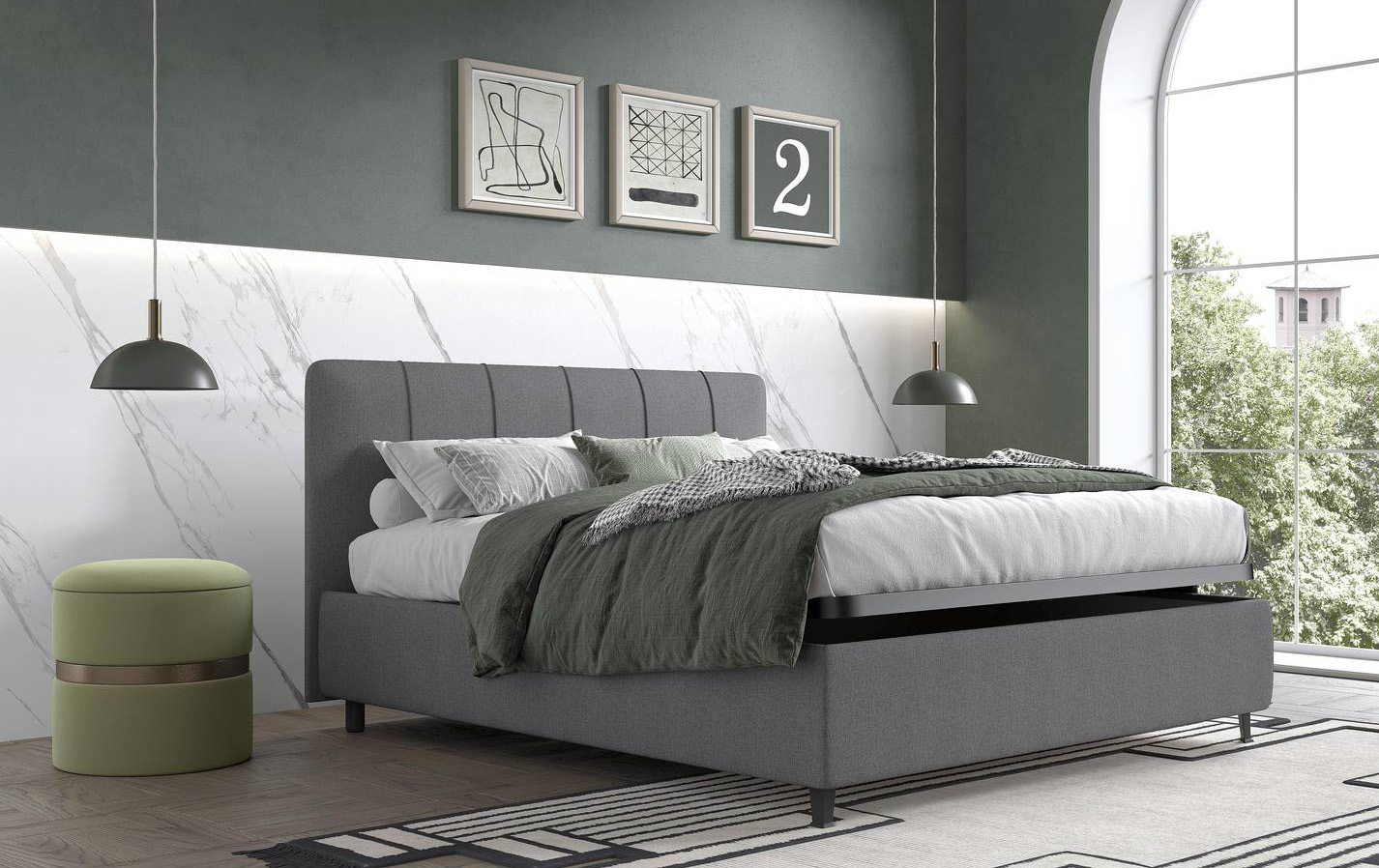 Il letto imbottito Orion di Felver ha una linea semplice e una colorazione nei toni del grigio che lo rende un pezzo senza tempo; inoltre, è dotato di un comodo contenitore. La testata è rivestita in tessuto ed è decorata da sottili bordini a rilievo cuciti verticalmente equidistanti tra loro. Misura L 178 x P 209 x H 106 cm. Prezzo a partire da 870 euro. www.felver.it Il letto imbottito Orion di Felver ha una linea semplice e una colorazione nei toni del grigio che lo rende un pezzo senza tempo; inoltre, è dotato di un comodo contenitore. La testata è rivestita in tessuto ed è decorata da sottili bordini a rilievo cuciti verticalmente equidistanti tra loro. Misura L 178 x P 209 x H 106 cm. Prezzo a partire da 870 euro. www.felver.it