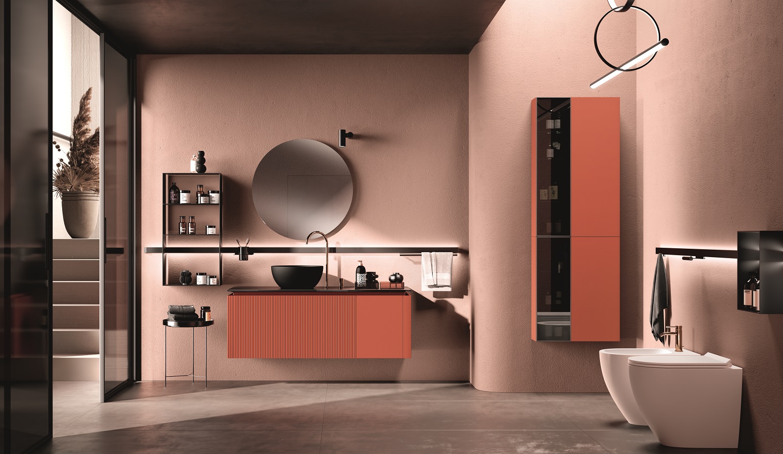 Ha ante in laccato dogato opaco e laccato rosso Marocco il mobile lavabo sospeso della collezione Lido di Scavolini. Il piano è in vetro opaco Nero Ardesia con spessore di 1,2 cm. Misura L 137 x P 52 x H 50 cm. Prezzo su richiesta. www.scavolini.com Ha ante in laccato dogato opaco e laccato rosso Marocco il mobile lavabo sospeso della collezione Lido di Scavolini. Il piano è in vetro opaco Nero Ardesia con spessore di 1,2 cm. Misura L 137 x P 52 x H 50 cm. Prezzo su richiesta. www.scavolini.com