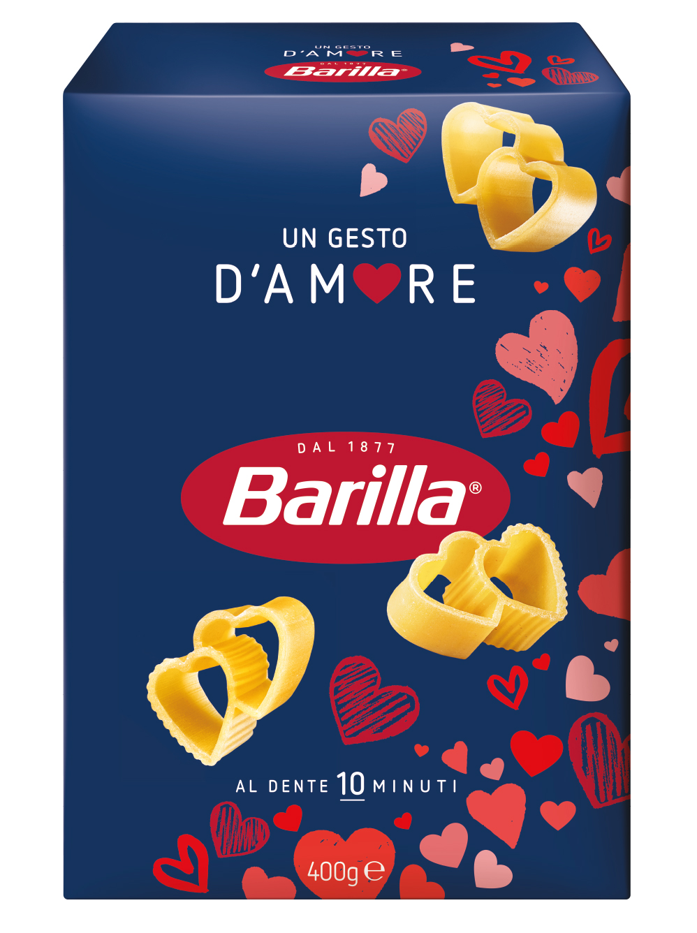 In occasione della festa degli innamorati, Barilla celebra l’amore proponendo un formato speciale di pasta: due cuori sfalsati, con texture sia liscia che rigata, che si intersecano per simboleggiare l’unione e la connessione tra le persone. Il formato, disponibile nei punti di vendita aderenti limitatamente al periodo di San Valentino, è riconoscibile a scaffale dall’iconica confezione blu. Prezzo 1,19 euro. www.barilla.com In occasione della festa degli innamorati, Barilla celebra l’amore proponendo un formato speciale di pasta: due cuori sfalsati, con texture sia liscia che rigata, che si intersecano per simboleggiare l’unione e la connessione tra le persone. Il formato, disponibile nei punti di vendita aderenti limitatamente al periodo di San Valentino, è riconoscibile a scaffale dall’iconica confezione blu. Prezzo 1,19 euro. www.barilla.com